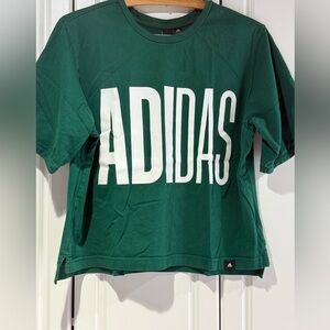 Adidas Green Short Sleeve Tee Classic Crew Neck Crop